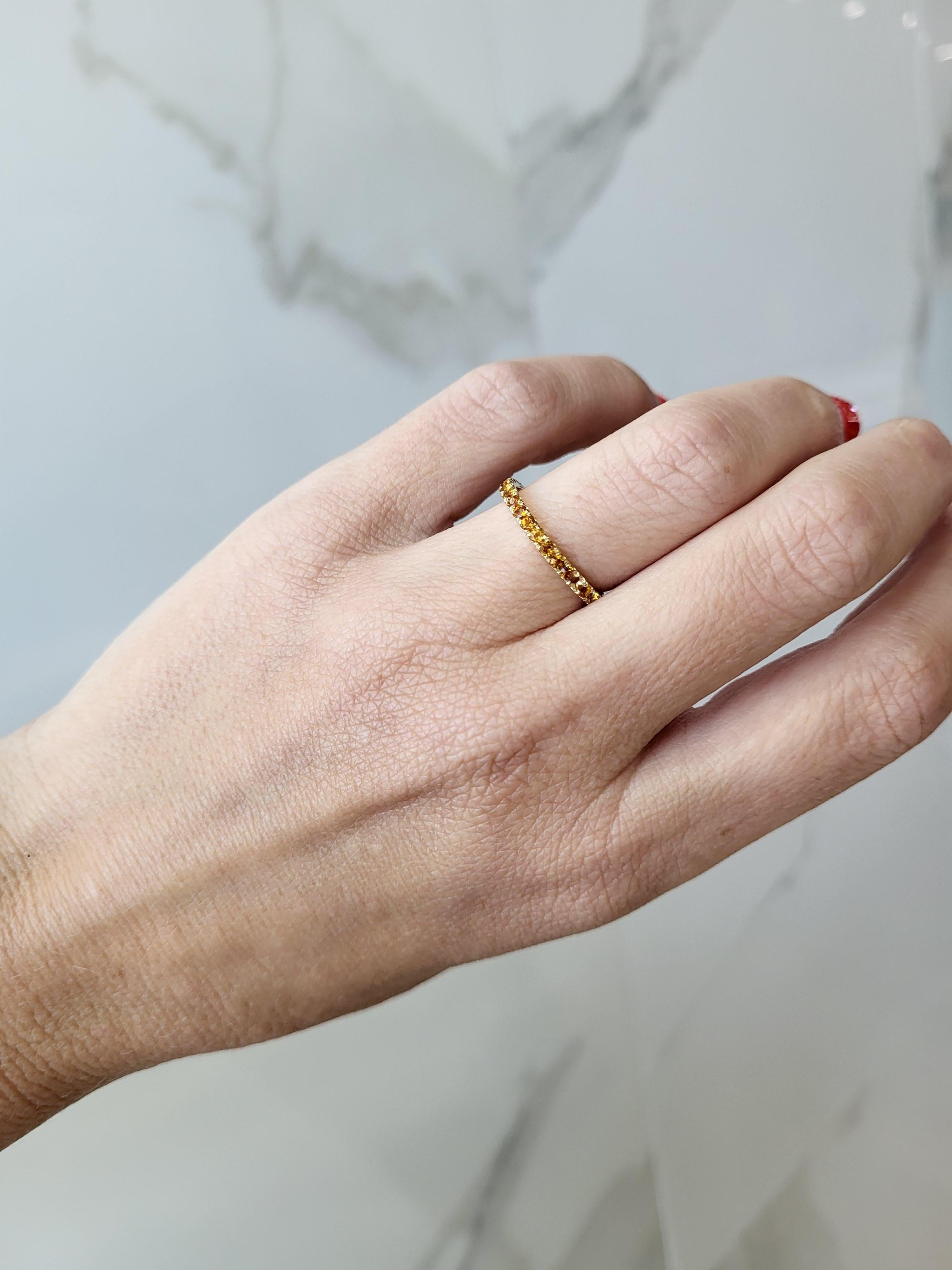 Natural Round Citrine 14 Karat Yellow Gold Stacking Band 6
