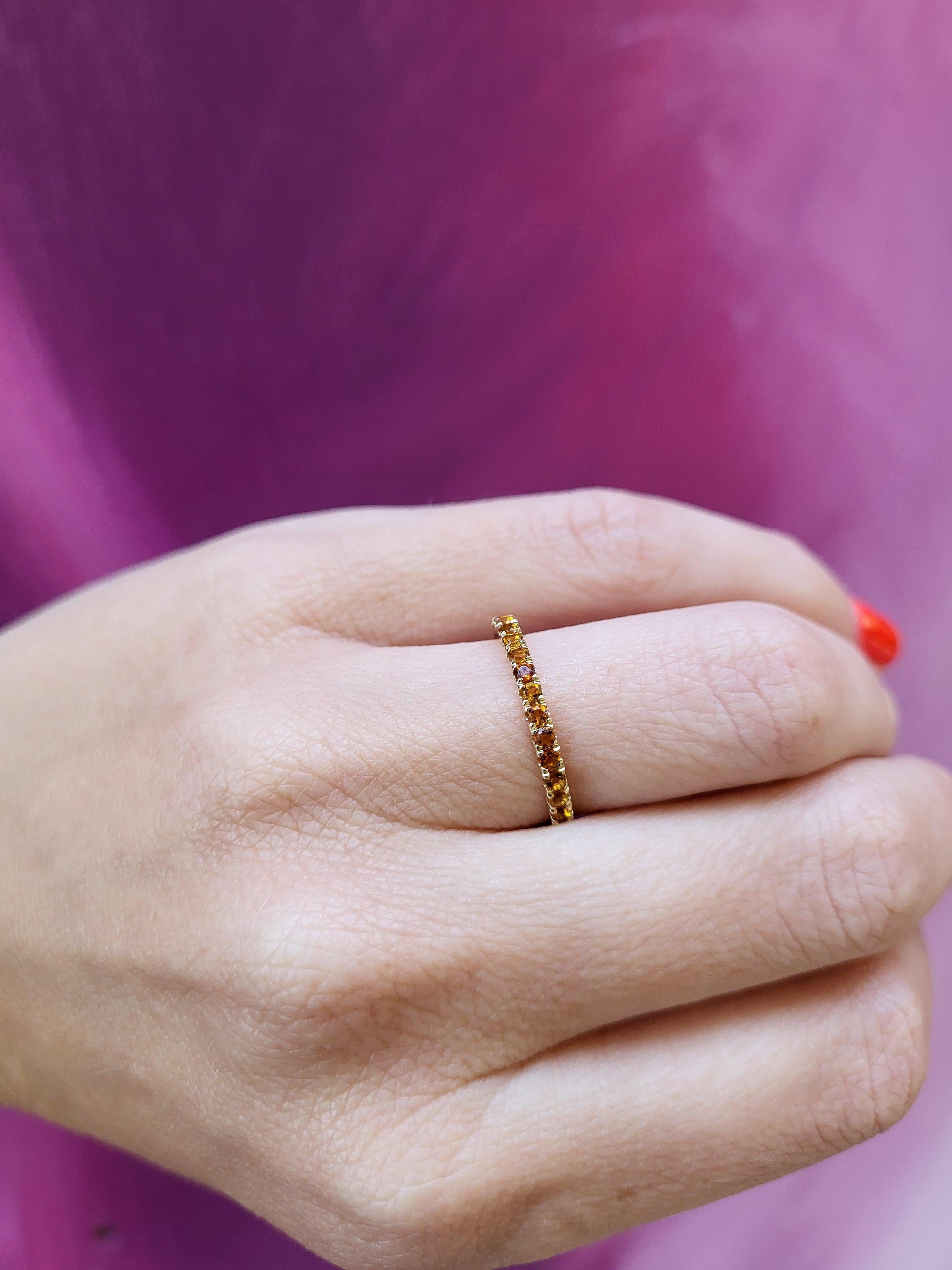 Natural Round Citrine 14 Karat Yellow Gold Stacking Band 7