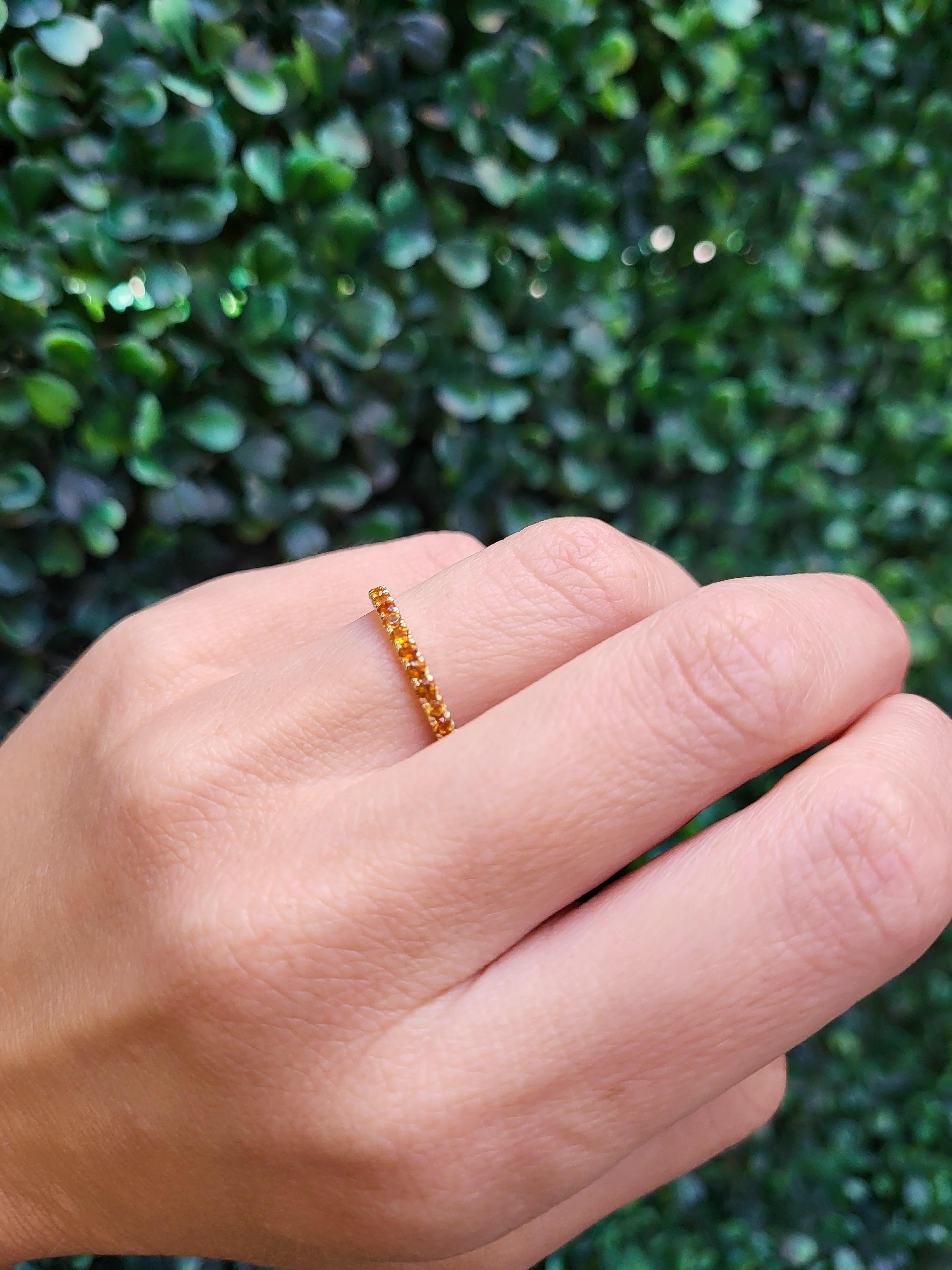 Natural Round Citrine 14 Karat Yellow Gold Stacking Band 8