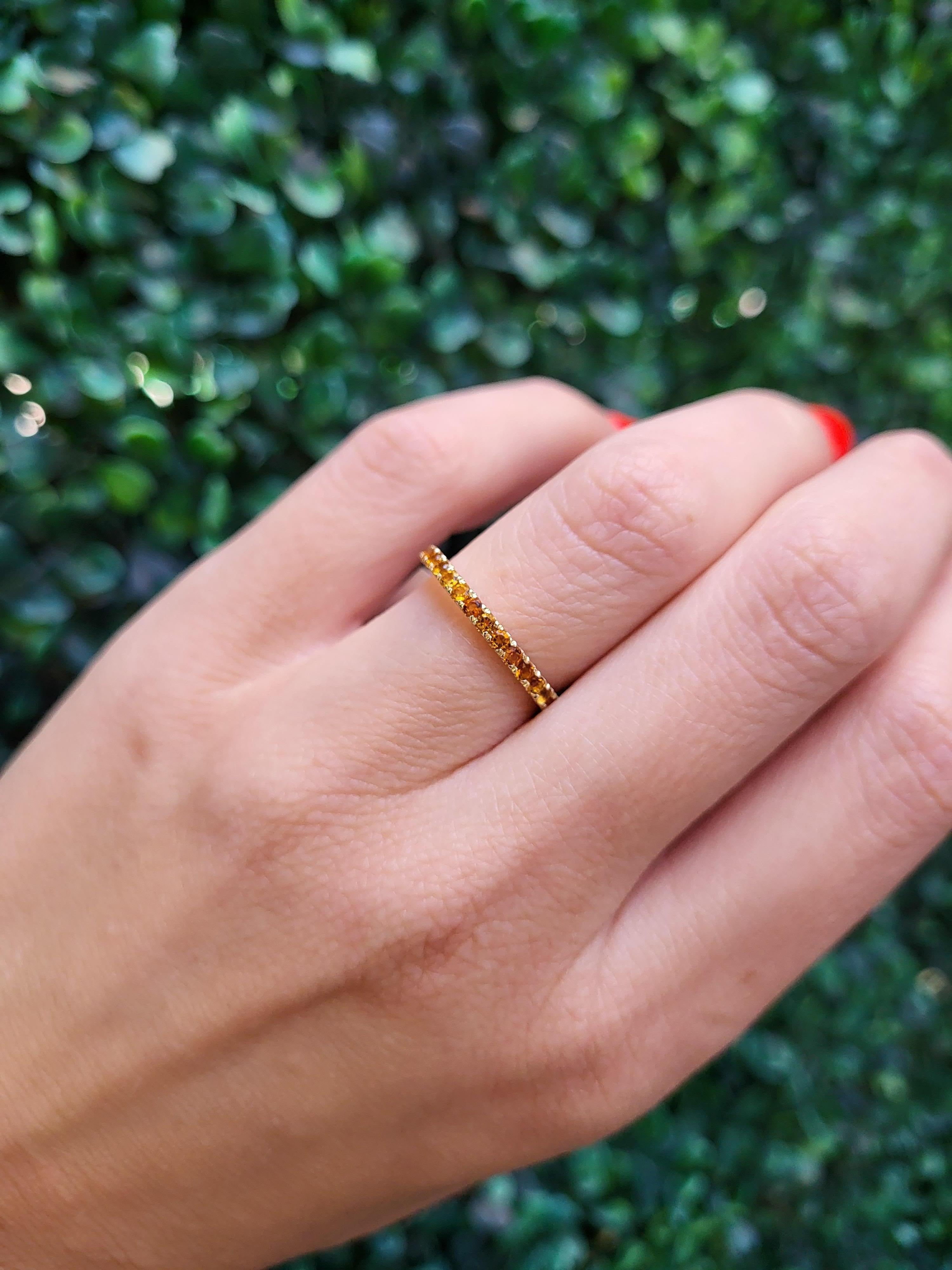 Round Cut Natural Round Citrine 14 Karat Yellow Gold Stacking Band