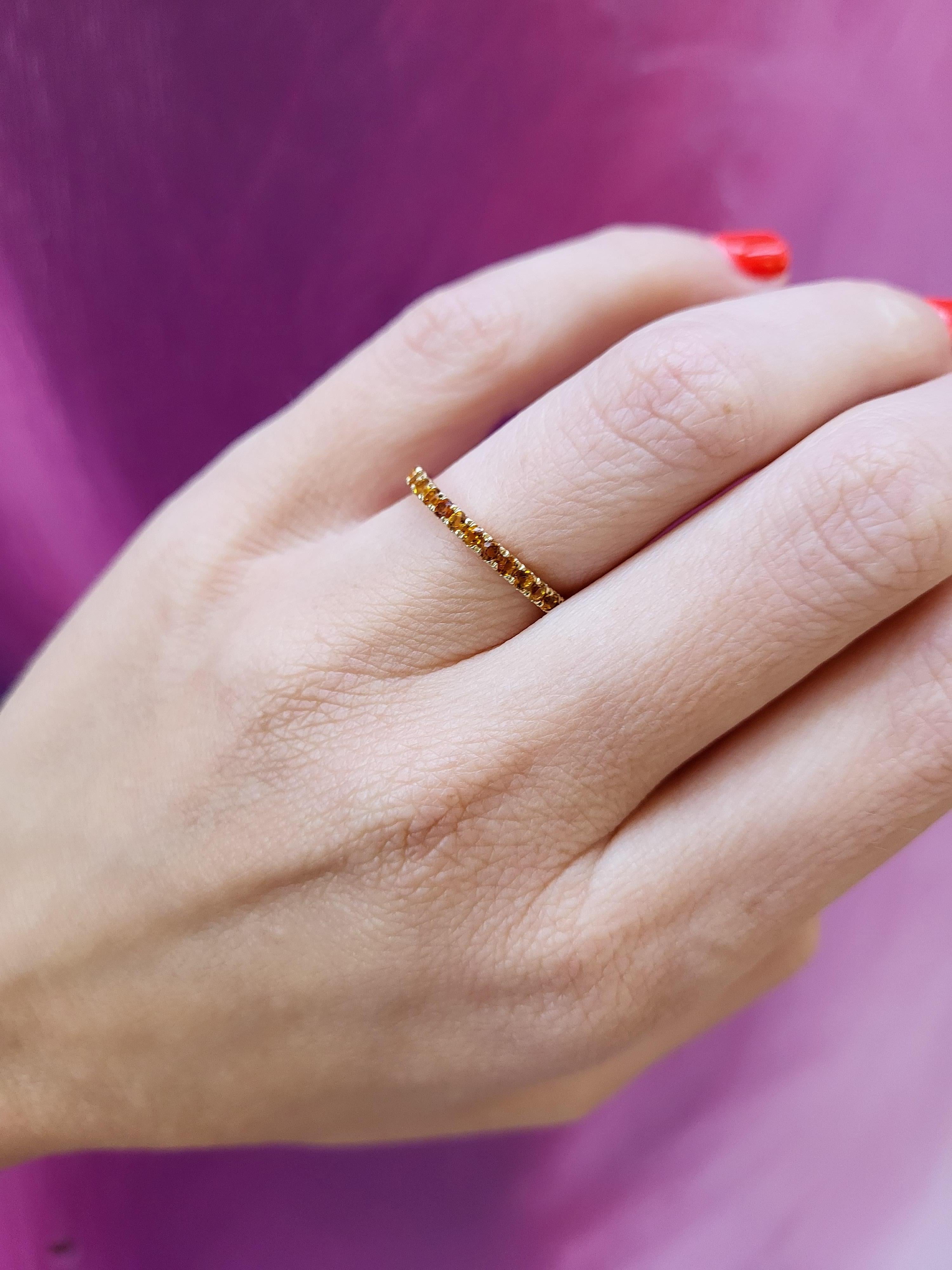 Natural Round Citrine 14 Karat Yellow Gold Stacking Band 1