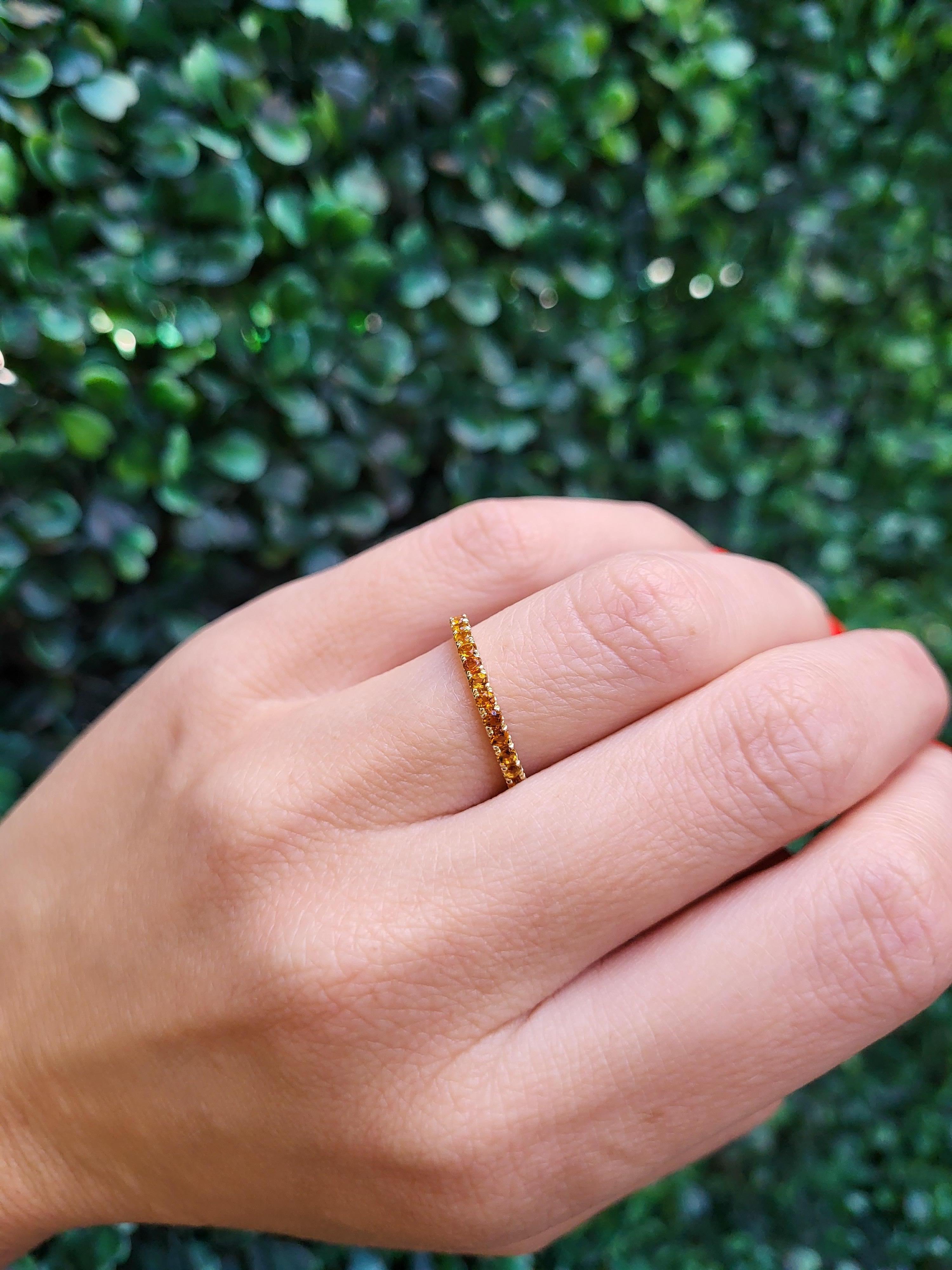 Natural Round Citrine 14 Karat Yellow Gold Stacking Band 2