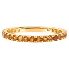 Bracelet empilable en or jaune 14 carats avec citrine naturelle ronde