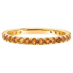 Natural Round Citrine 14 Karat Yellow Gold Stacking Band