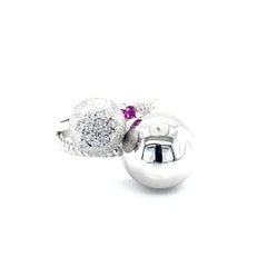Natural Diamond and Pink Sapphire White Gold Statement Ring