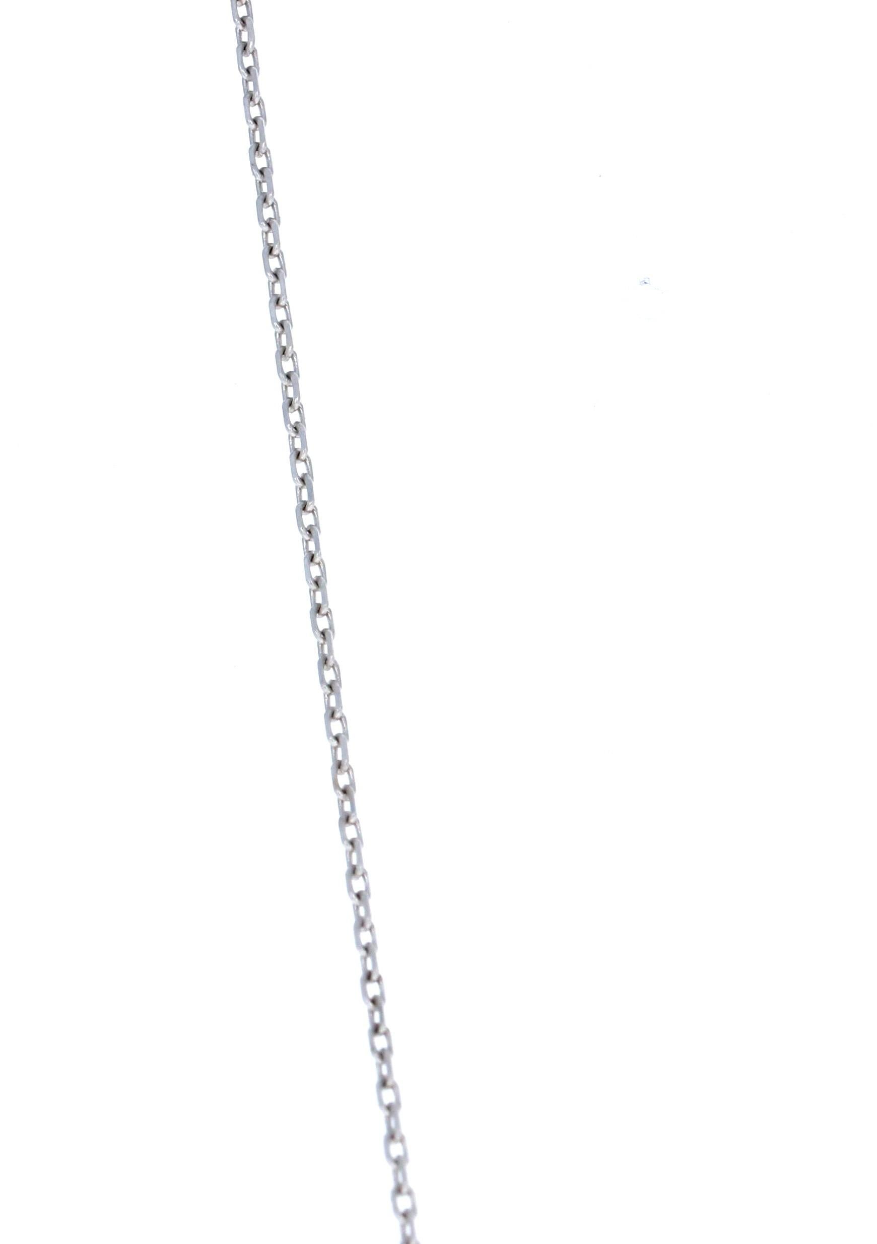 Contemporaneo Ciondolo a catena con diamante taglio rotondo Nature in oro bianco in vendita