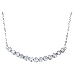 Colgante Cadena Diamante Tallado Redondo Natural Oro Blanco