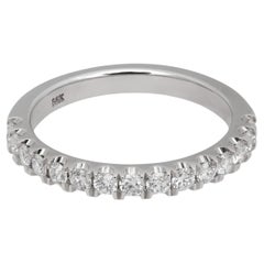 Natural Round Cut Diamond Half Eternity Band Ring 14K White Gold 0.53Ctw