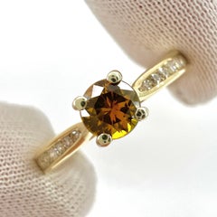 Natural Round Cut Orange Sapphire And Diamond White And Yellow Gold Ring