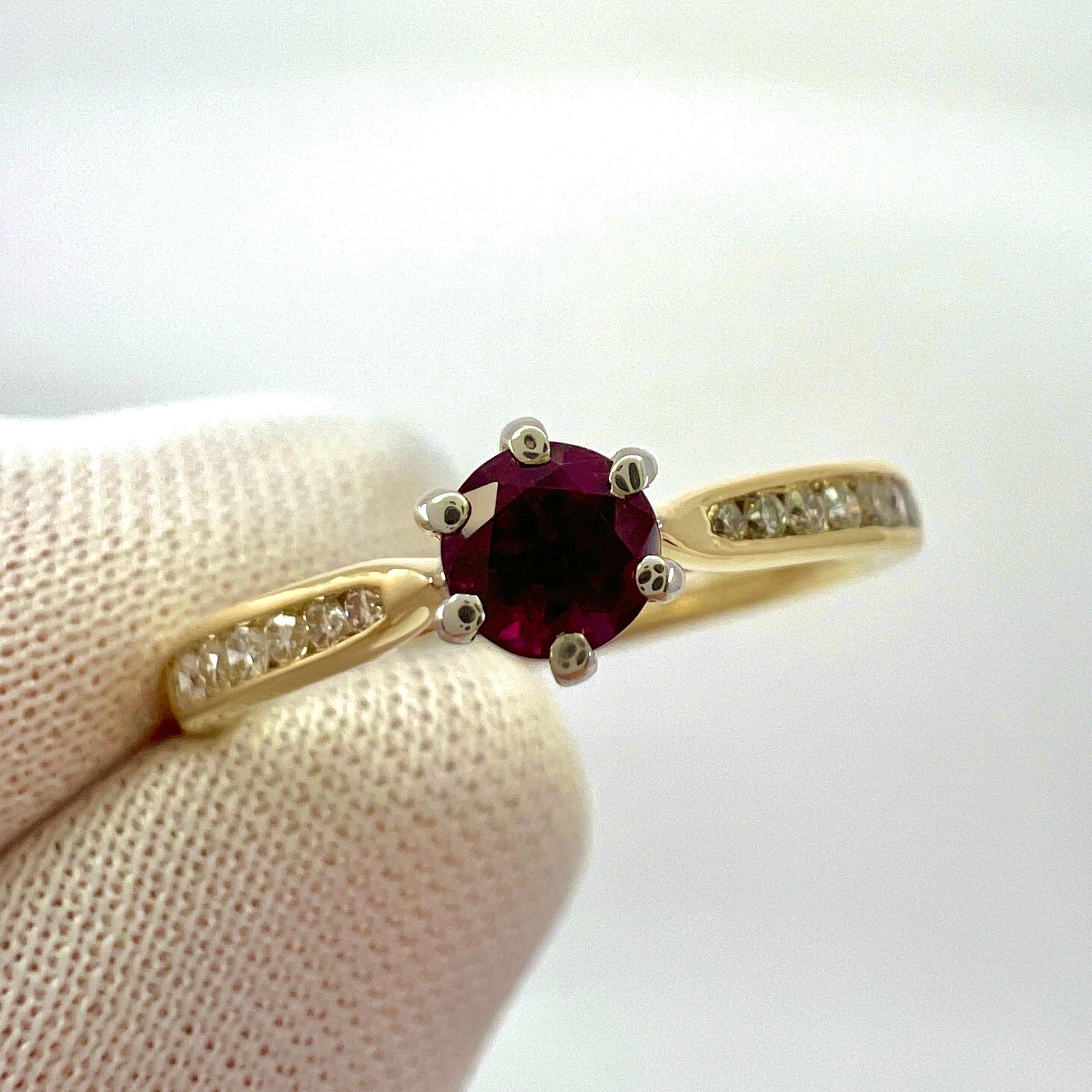 Natural Round Cut Red Ruby And Diamond White And Yellow Gold Ring For Sale 7