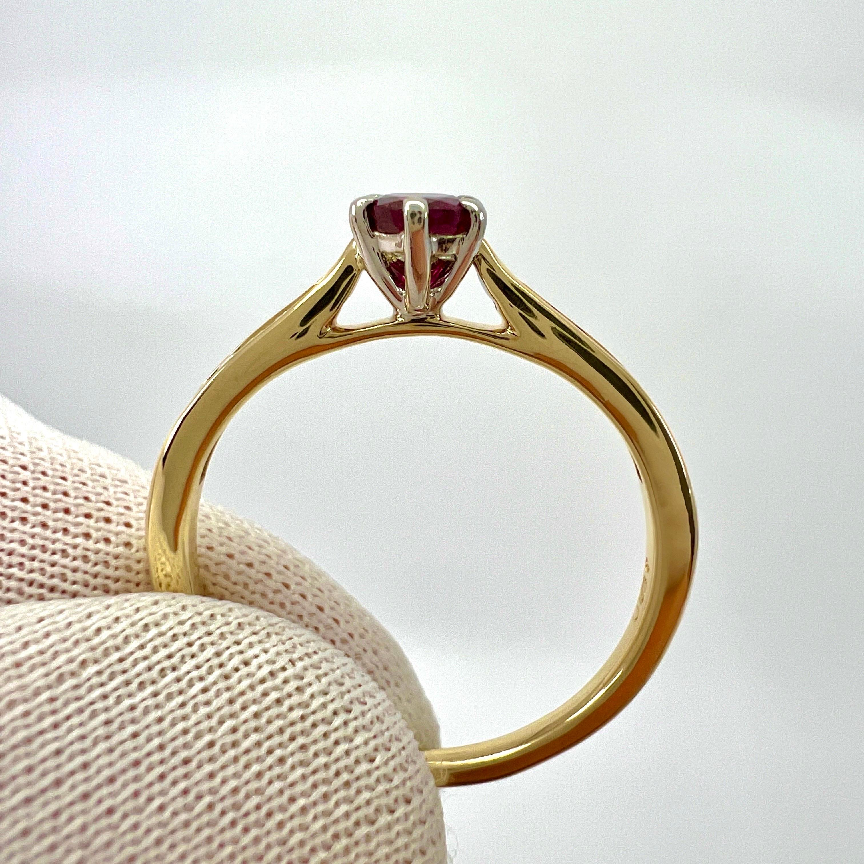 Natural Round Cut Red Ruby And Diamond White And Yellow Gold Ring For Sale 1