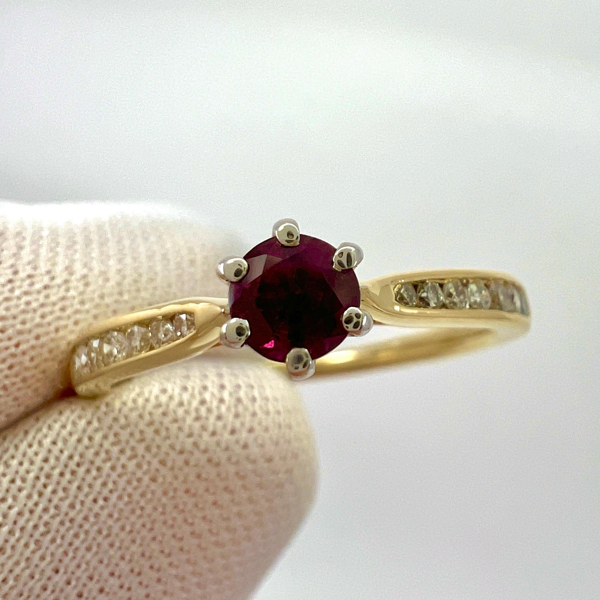 Natural Round Cut Red Ruby And Diamond White And Yellow Gold Ring For Sale 4