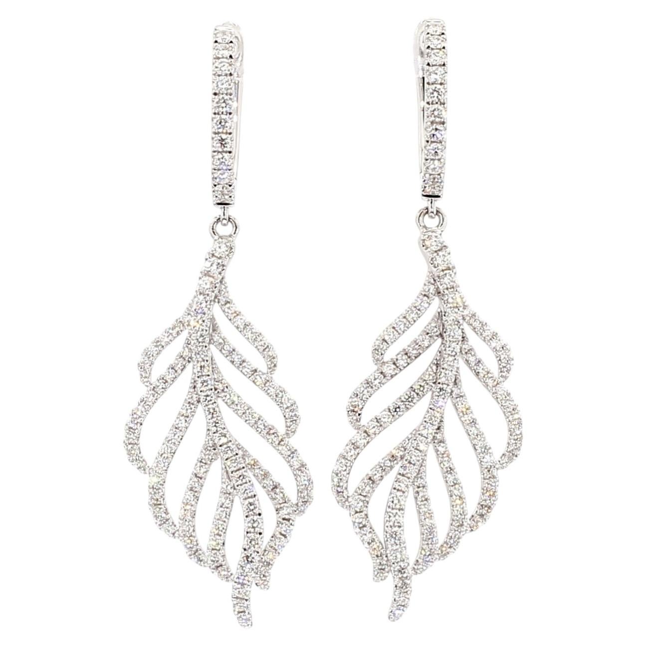 Natural Round Diamond 1.28 Carat TW Gold Earrings For Sale