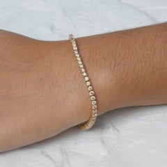 Bracciale tennis unisex in oro giallo 14k con diamanti naturali rotondi, gioielleria di alta gamma, 7"