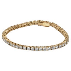 Bracciale tennis unisex in oro giallo 14k con diamanti naturali rotondi, gioielleria di alta gamma, 7"