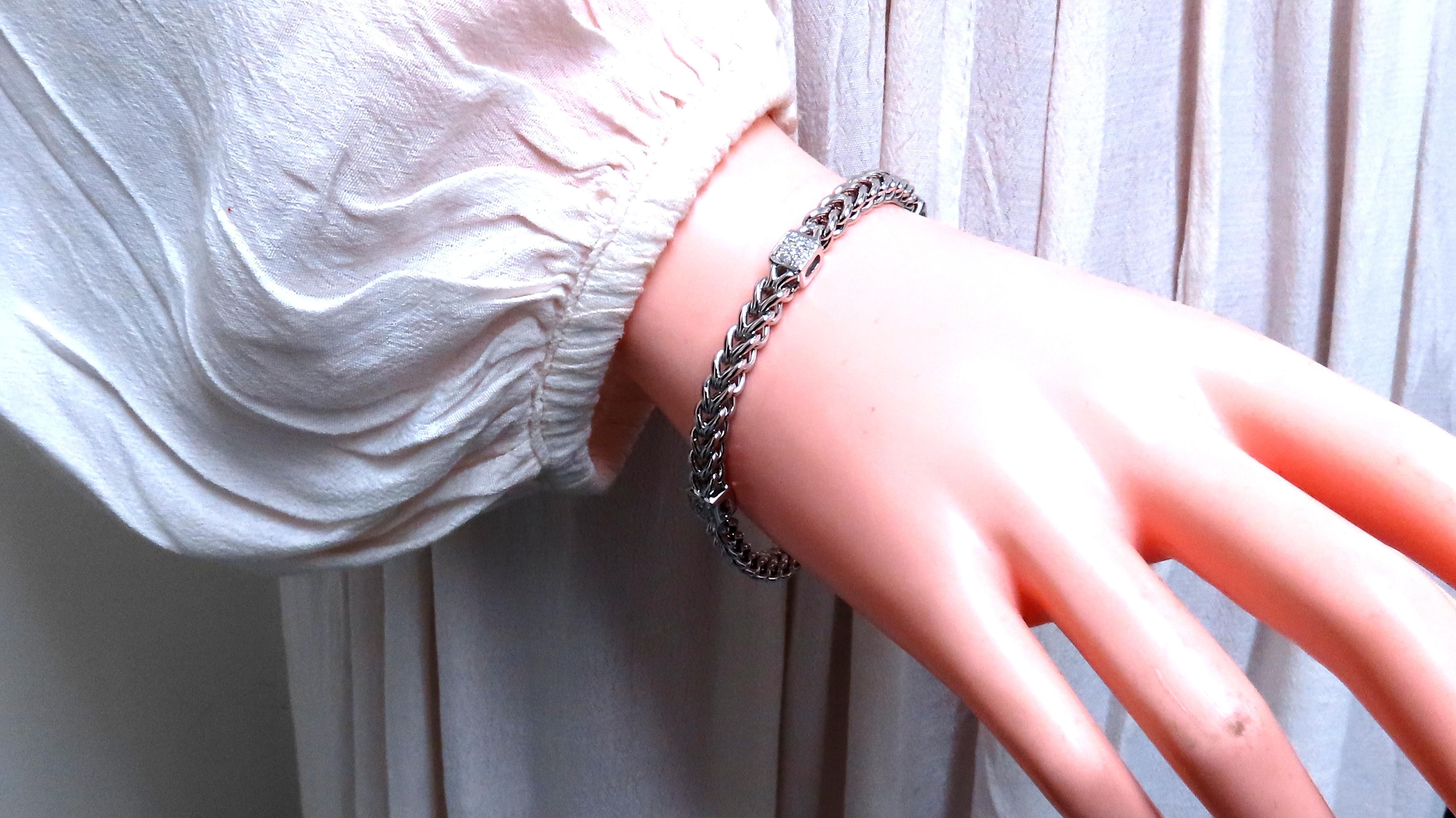 Round Cut Natural Round Diamond Box Link Bracelet 14kt gold 12394 For Sale