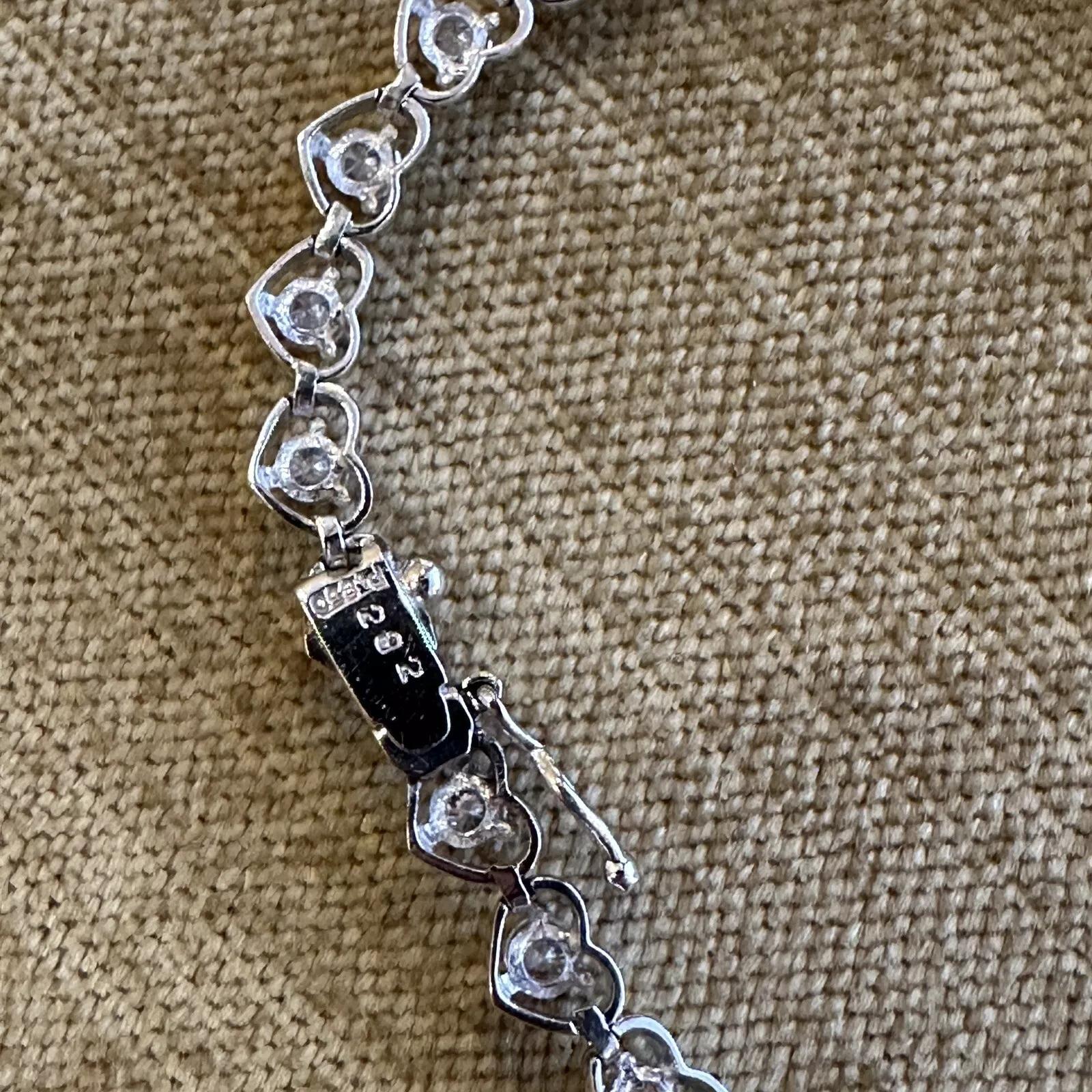 Natural Round Diamond Bracelet with Heart Shaped Platinum Setting 2
