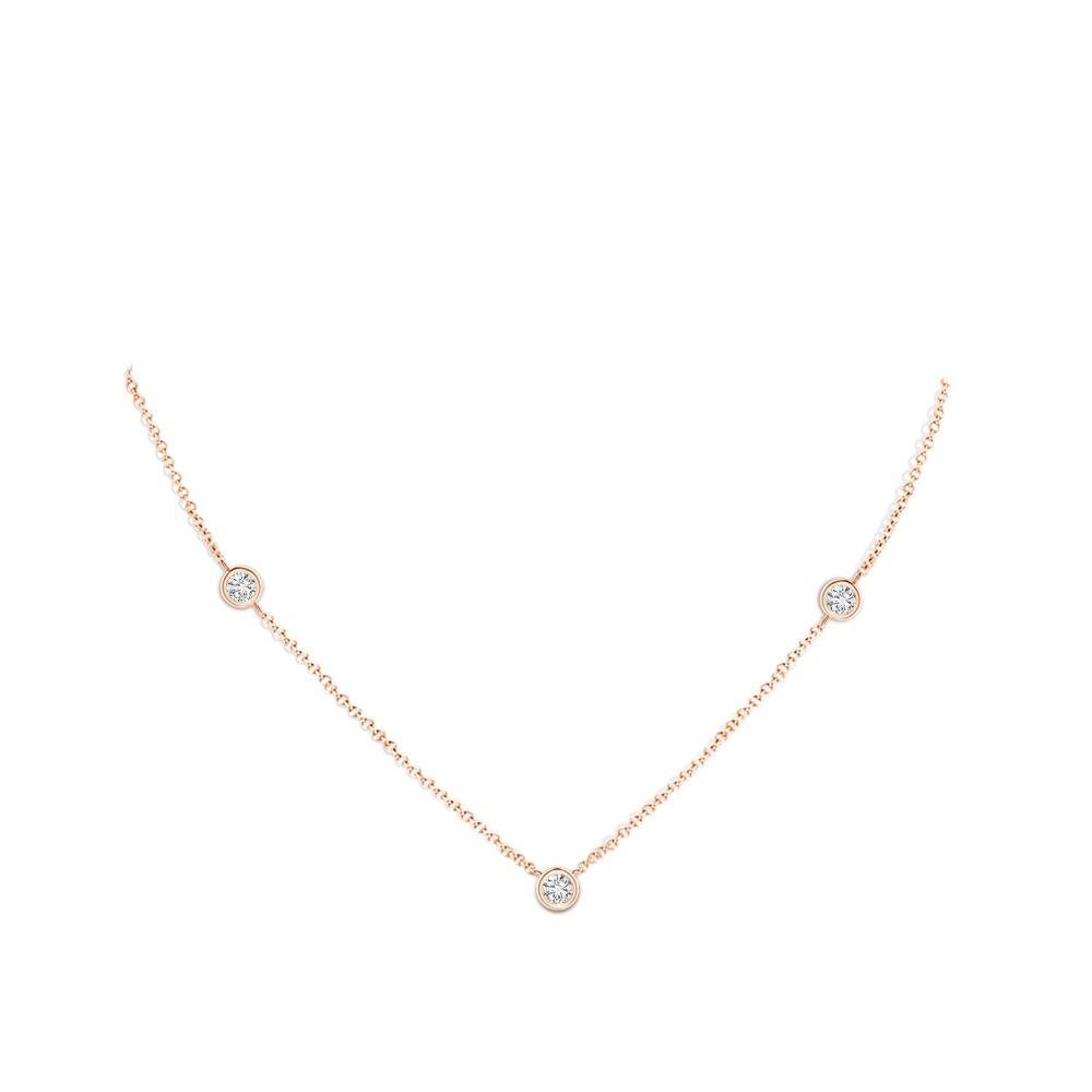 Modern ANGARA Natural Round 0.5cttw Diamond Chain Necklace in 14K Rose Gold (H, SI2) For Sale