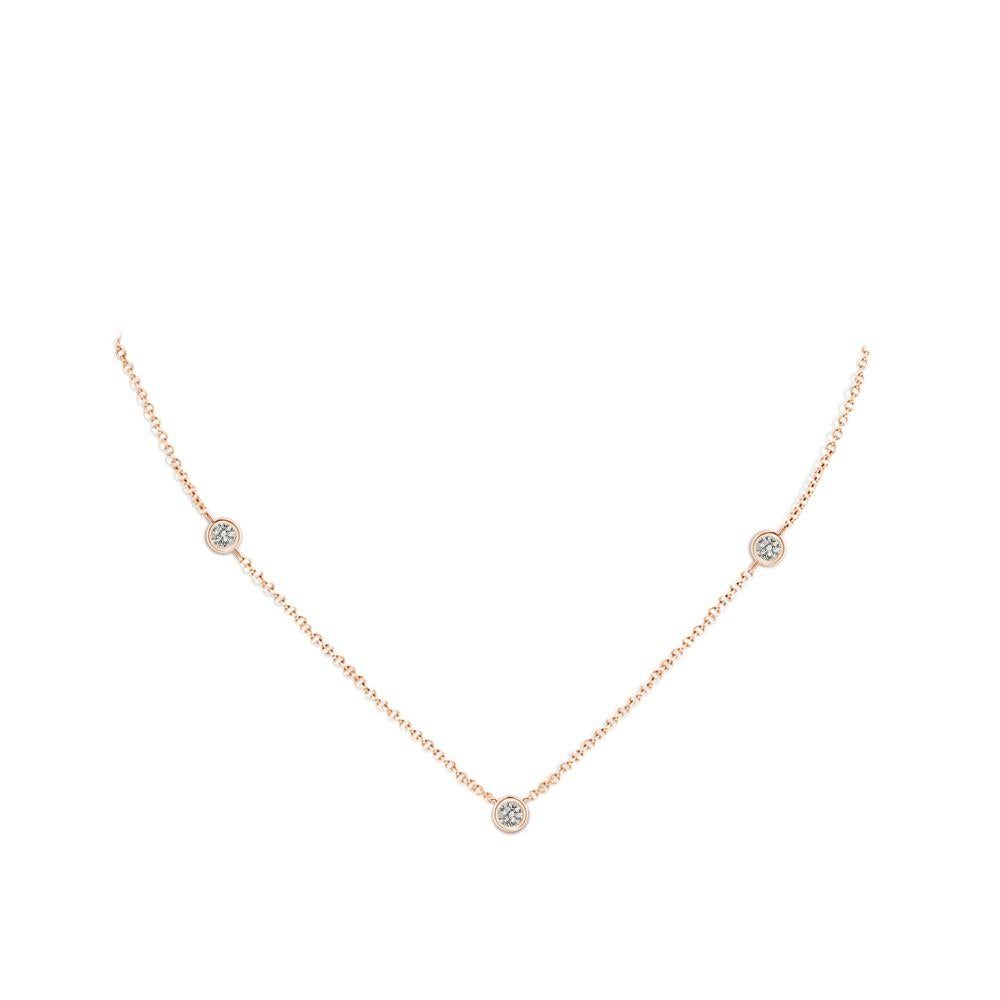 Modern Natural Round 0.5cttw Diamond Chain Necklace in 14K Rose Gold (Color- K, I3) For Sale