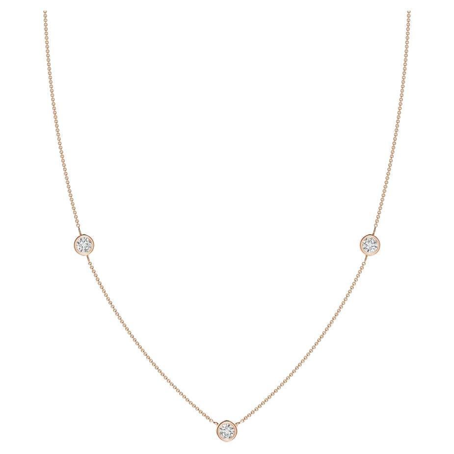 ANGARA Natural Round 0.5cttw Diamond Chain Necklace in 14K Rose Gold (H, SI2) For Sale