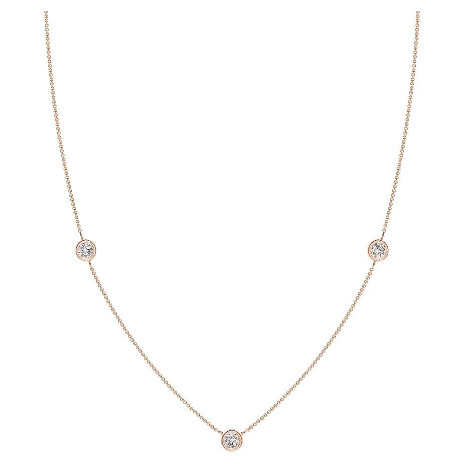 ANGARA Natural Round 0.5cttw Diamond Chain Necklace in 14K Rose Gold(I-J, I1-I2)