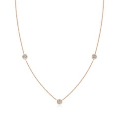 Natural Round 0.5cttw Diamond Chain Necklace in 14K Rose Gold (Color- K, I3)
