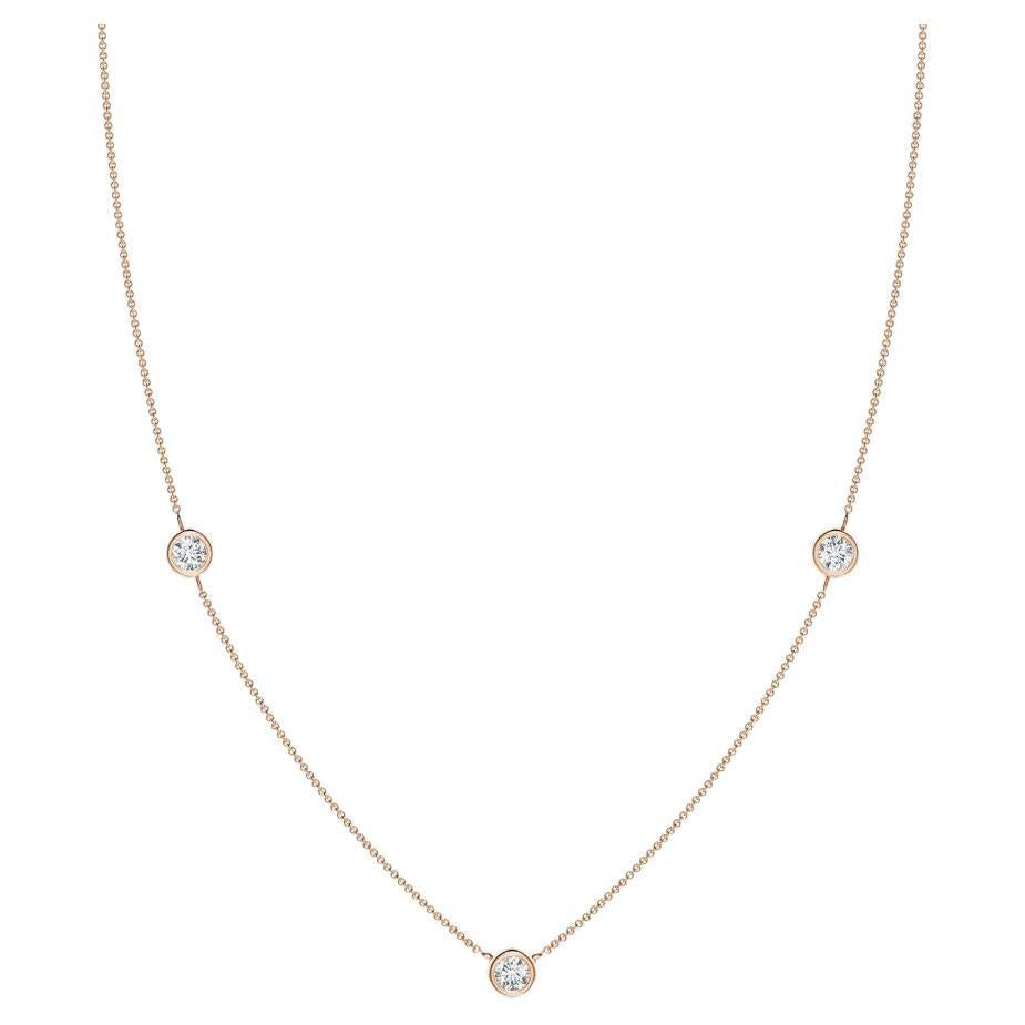 Natural Round 0.5cttw Diamond Chain Necklace in 14K Rose Gold (Color- G, VS2) For Sale