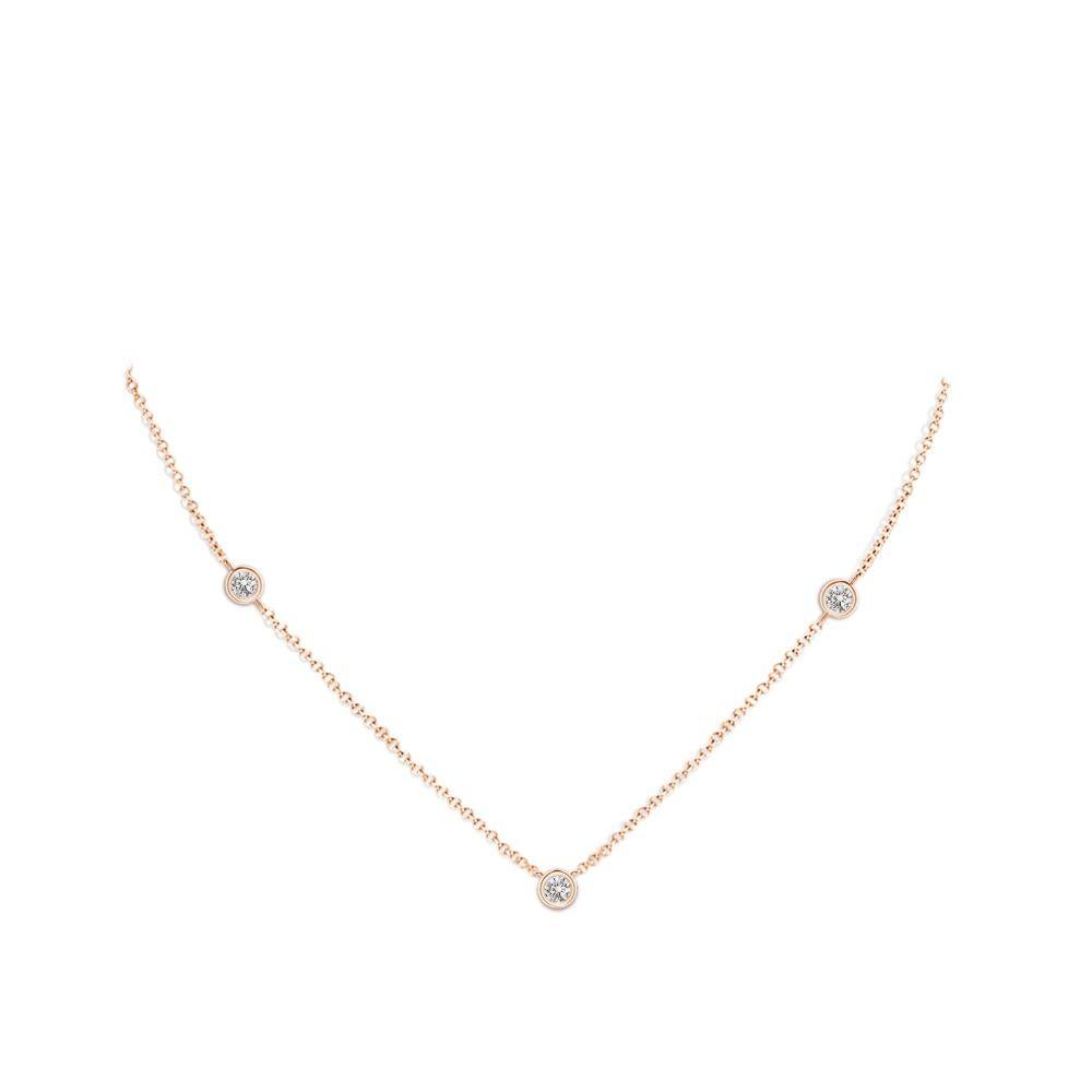 Modern Natural Round 0.33cttw Diamond Chain Necklace in 14K Rose Gold(Color-I-J, I1-I2) For Sale