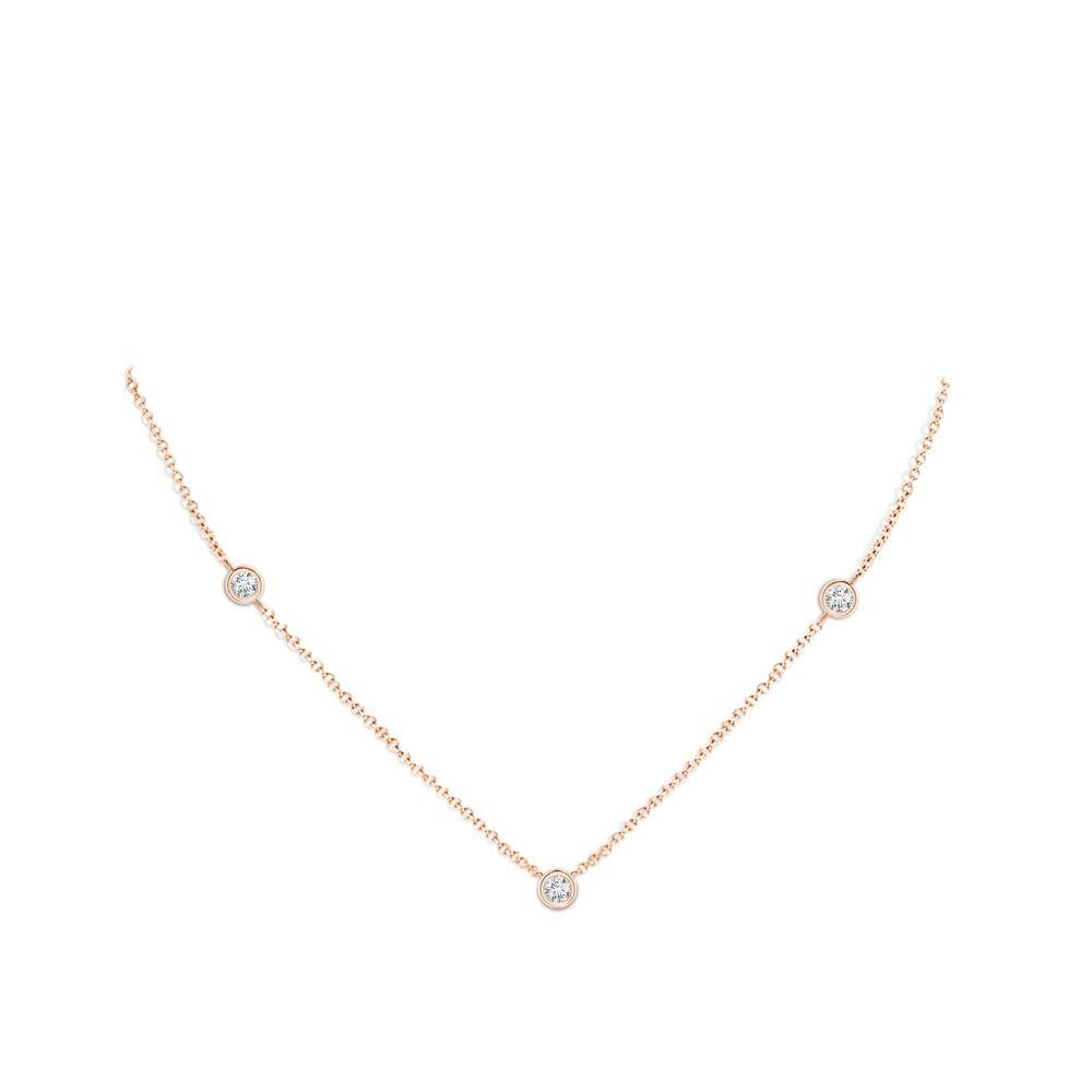 Modern Natural Round 0.33cttw Diamond Chain Necklace in 14K Rose Gold (Color- G, VS2) For Sale