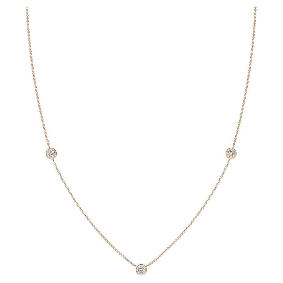 Natural Round 0.33cttw Diamond Chain Necklace in 14K Rose Gold(Color-I-J, I1-I2)
