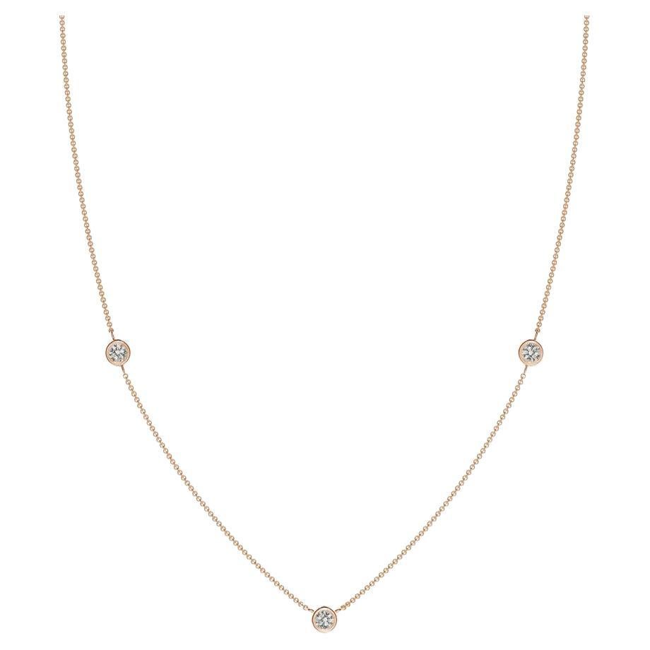 Natural Round 0.33cttw Diamond Chain Necklace in 14K Rose Gold (Color-K, I3) For Sale