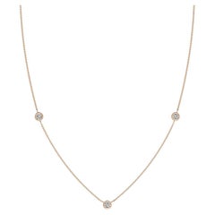 Natural Round 0.33cttw Diamond Chain Necklace in 14K Rose Gold (Color-K, I3)