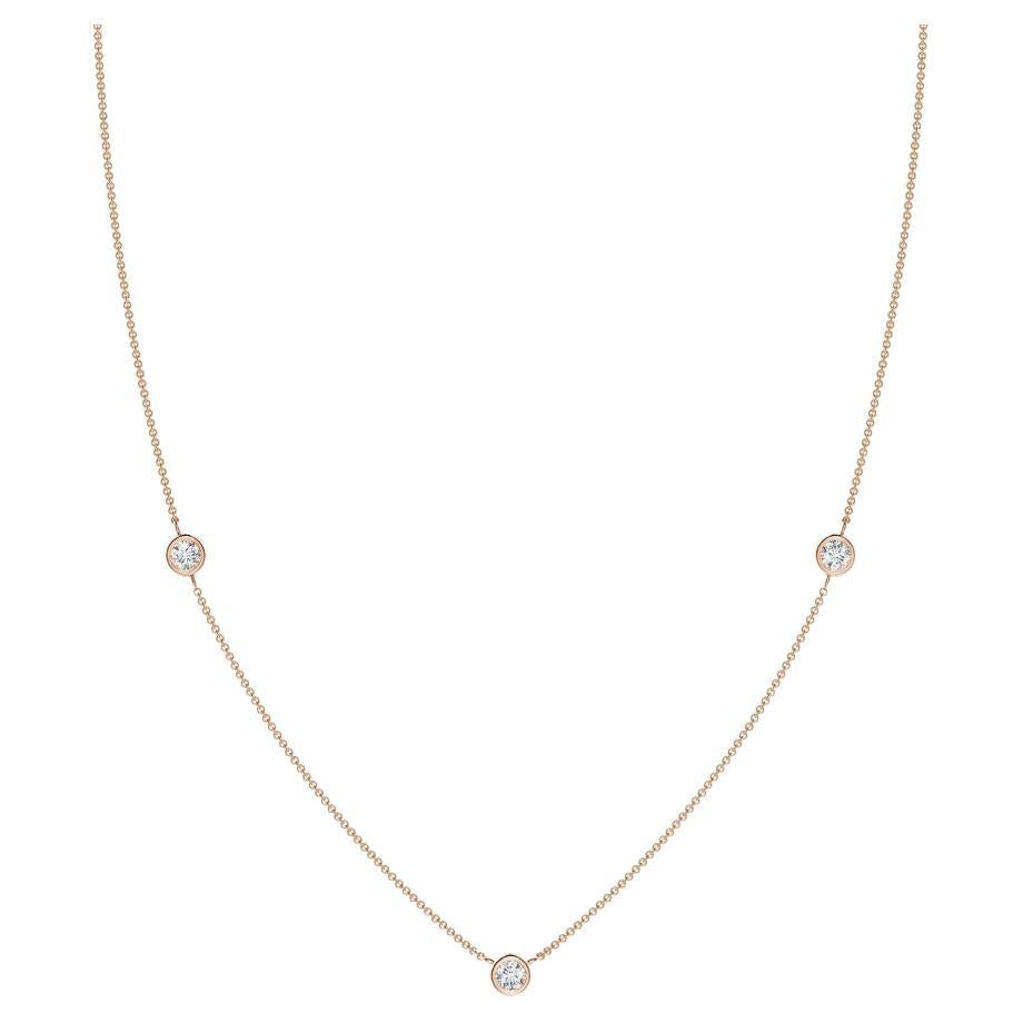 Natural Round 0.33cttw Diamond Chain Necklace in 14K Rose Gold (Color- G, VS2) For Sale