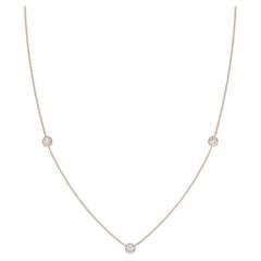 Natural Round 0.33cttw Diamond Chain Necklace in 14K Rose Gold (Color- G, VS2)