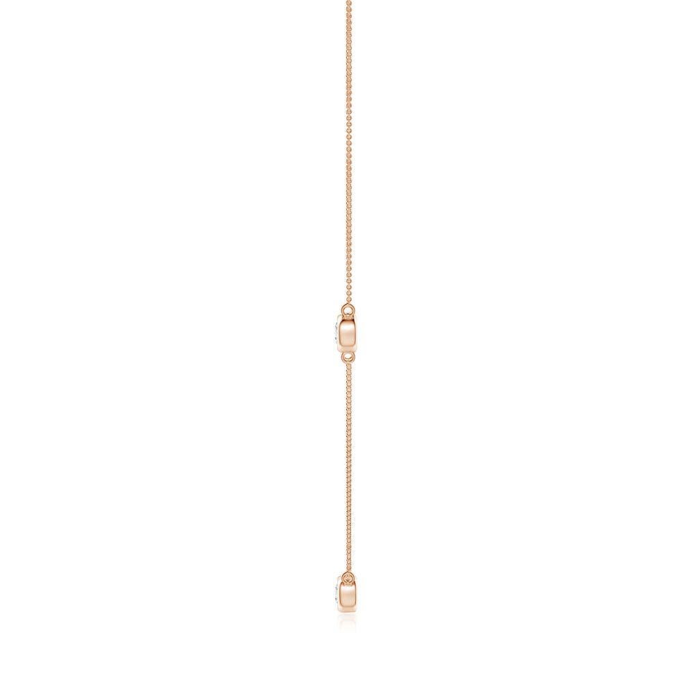 This elegant and stylish necklace by the yard is adorned with round station diamonds in bezel settings. It is crafted in 14k rose gold and is sure to stand out.
Diamond is the Birthstone for April and traditional gift for 10th wedding