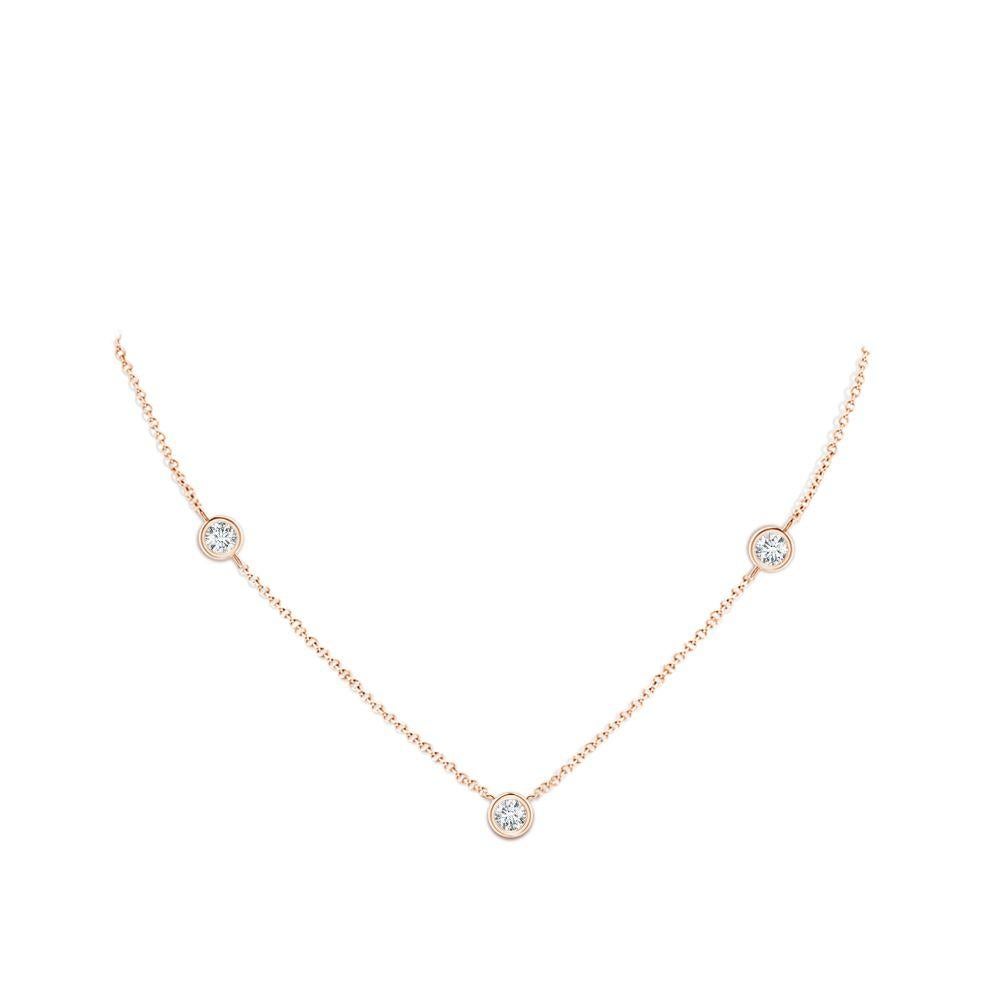 Modern ANGARA Natural Round 0.75cttw Diamond Chain Necklace in 14K Rose Gold (G, VS2) For Sale