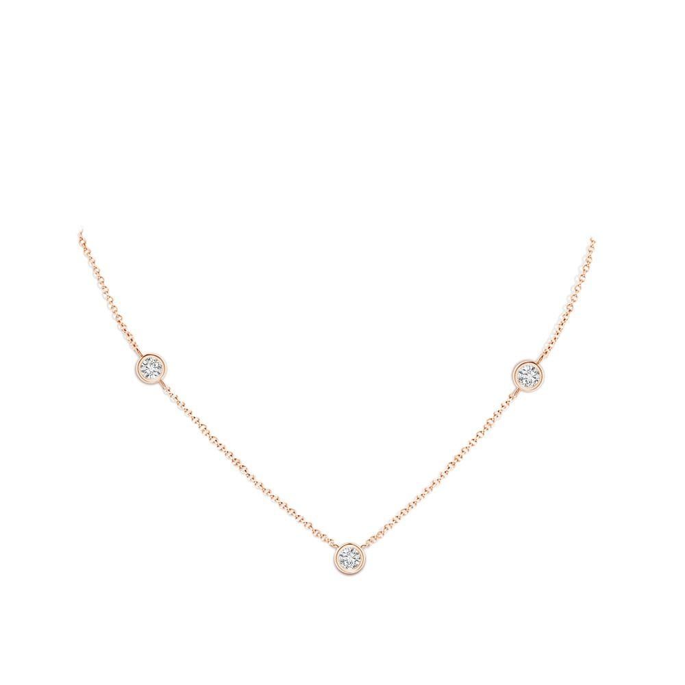Modern ANGARA Natural Round 0.75cttw Diamond Chain Necklace in 14K Rose Gold (H, SI2) For Sale