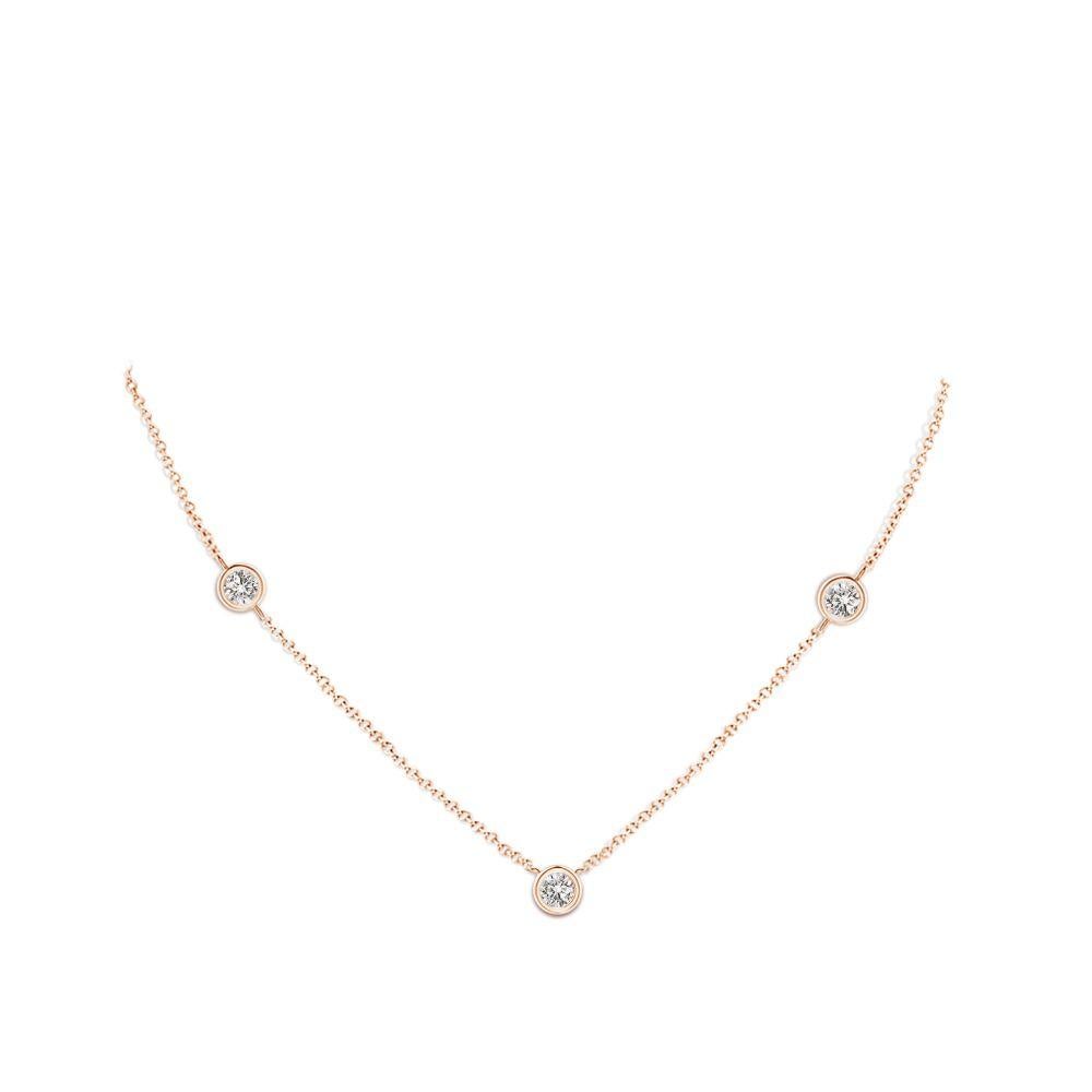 Modern Natural Round 0.75cttw Diamond Chain Necklace in 14K Rose Gold (I-J, I1-I2) For Sale