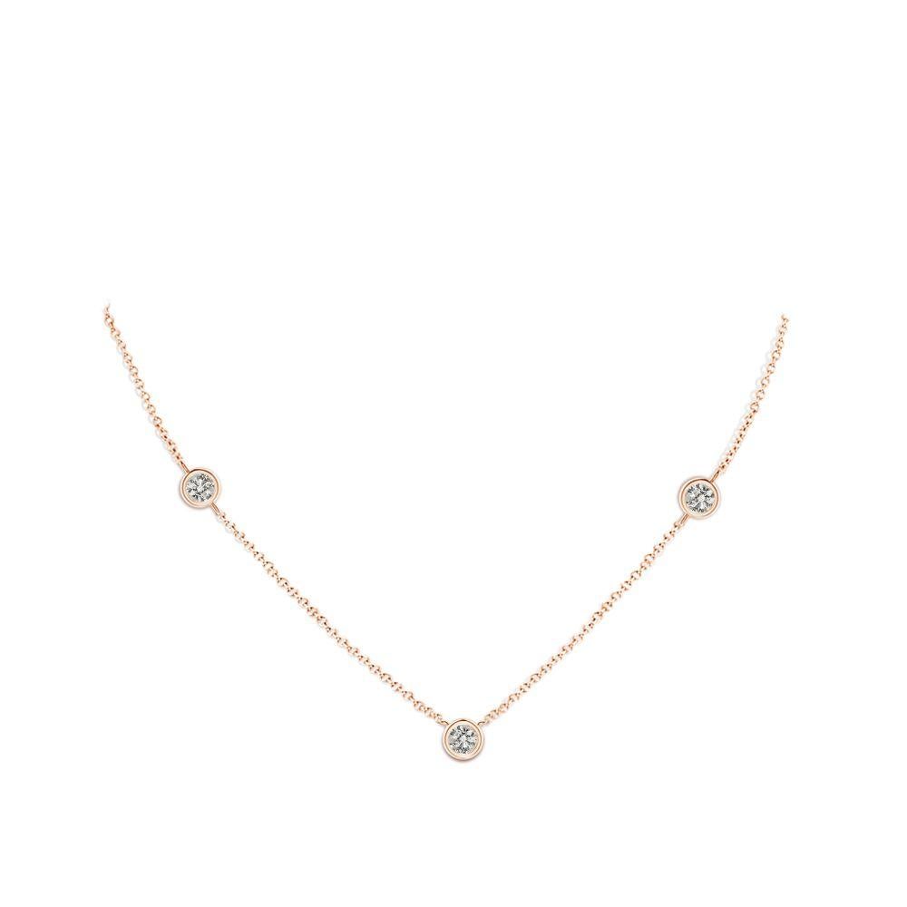 Modern ANGARA Natural Round 0.75cttw Diamond Chain Necklace in 14K Rose Gold (K, I3) For Sale
