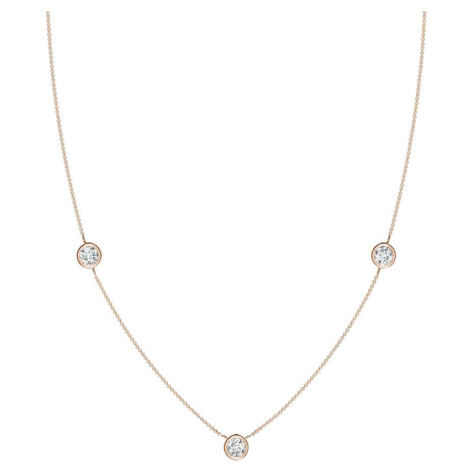 ANGARA Natural Round 0.75cttw Diamond Chain Necklace in 14K Rose Gold (G, VS2) For Sale