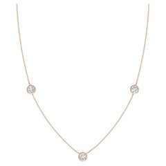 ANGARA Natural Round 0.75cttw Diamond Chain Necklace in 14K Rose Gold (G, VS2)