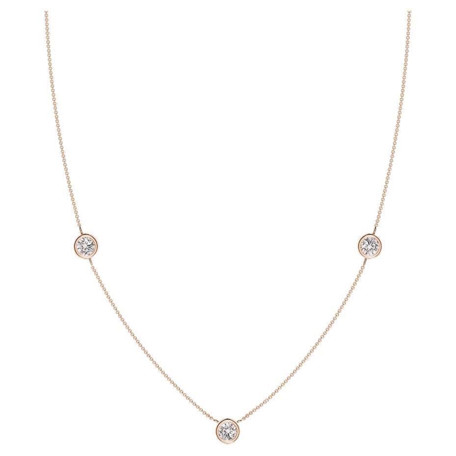 Natural Round 0.75cttw Diamond Chain Necklace in 14K Rose Gold (I-J, I1-I2) For Sale