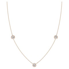 Natural Round 0.75cttw Diamond Chain Necklace in 14K Rose Gold (I-J, I1-I2)