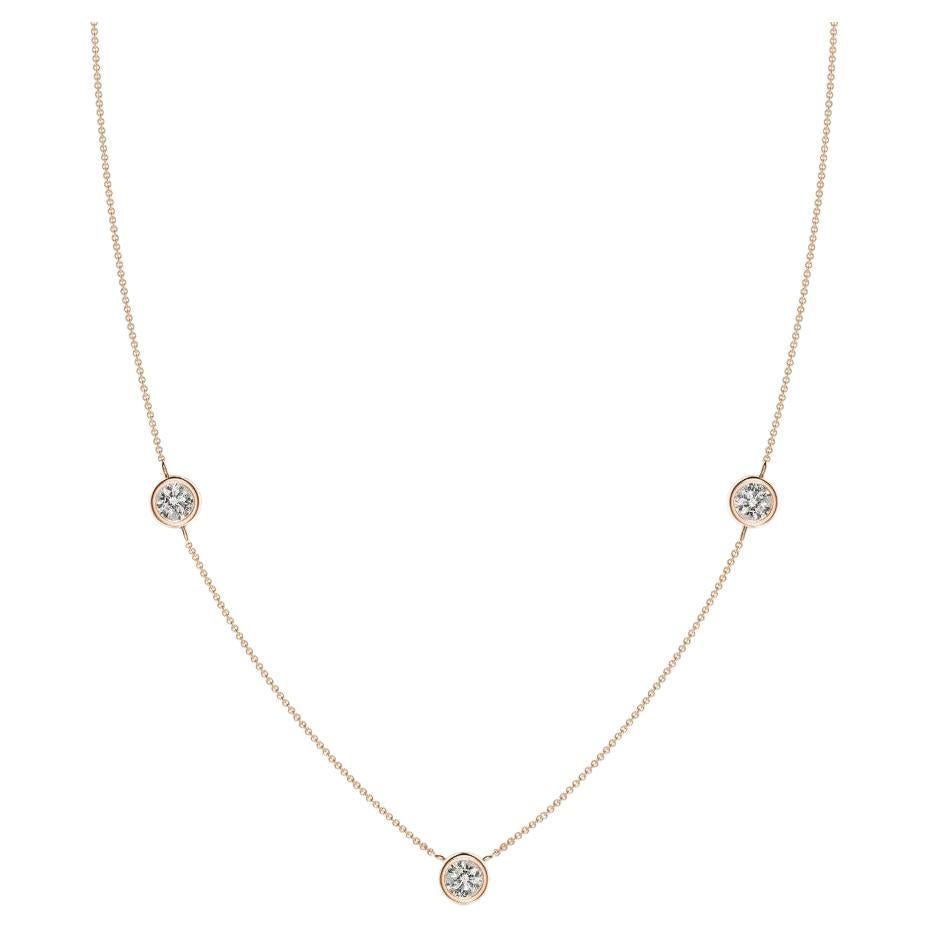 ANGARA Natural Round 0.75cttw Diamond Chain Necklace in 14K Rose Gold (K, I3) For Sale