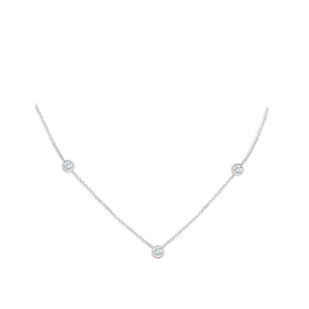Modern Natural Round 0.5cttw Diamond Chain Necklace in 14K White Gold (Color- G, VS2) For Sale