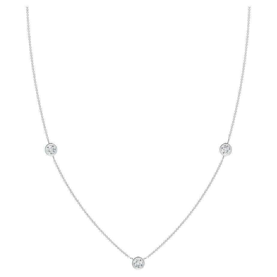 Natural Round 0.5cttw Diamond Chain Necklace in 14K White Gold (Color- G, VS2) For Sale