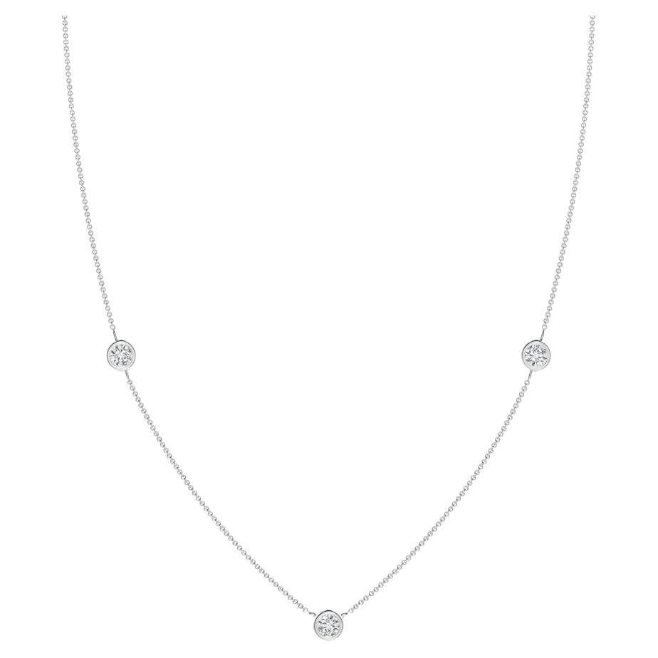 Natural Round 0.5cttw Diamond Chain Necklace in 14K White Gold (Color- H, SI2)