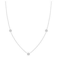 Natural Round 0.5cttw Diamond Chain Necklace in 14K White Gold (Color- H, SI2)