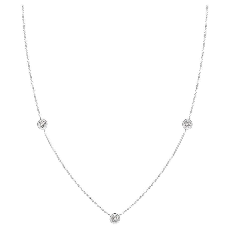 Natural Round 0.5cttw Diamond Chain Necklace in 14K White Gold (I-J, I1-I2) For Sale