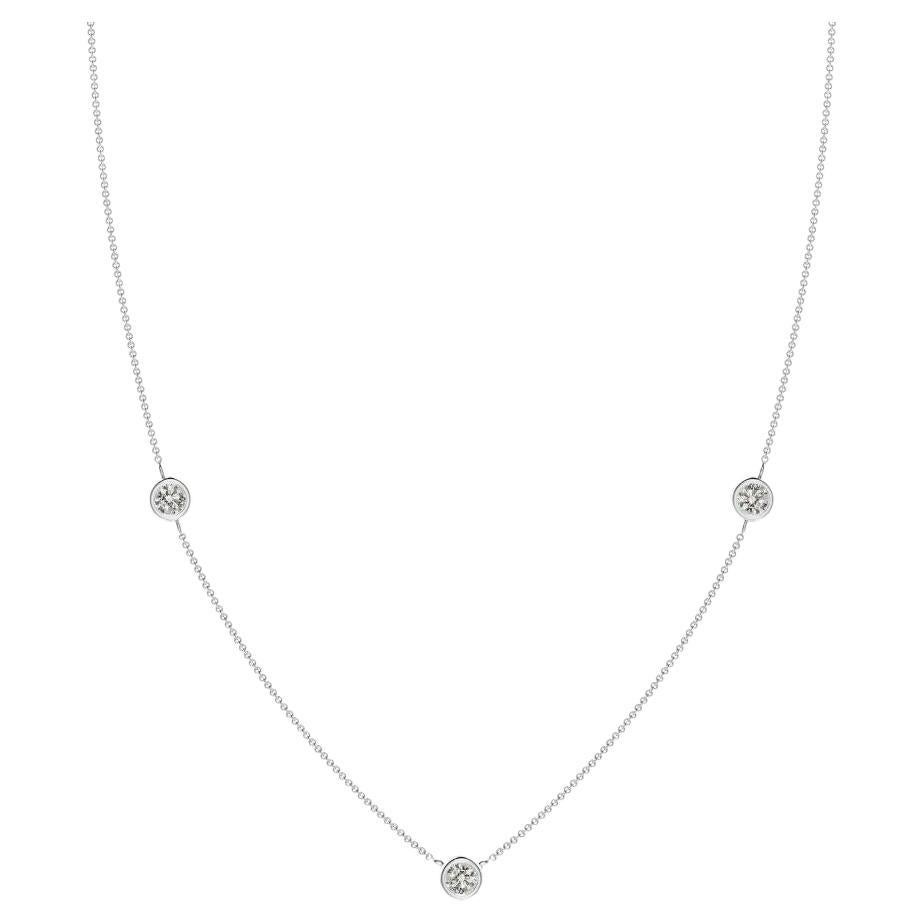 Natural Round 0.5cttw Diamond Chain Necklace in 14K White Gold (Color- K, I3)